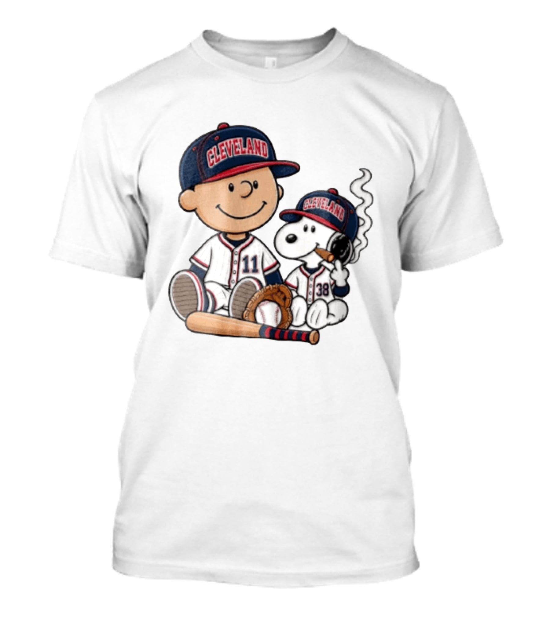 Cleveland Baseball Cartoon Boy And Dog In Uniforms T-Shirt