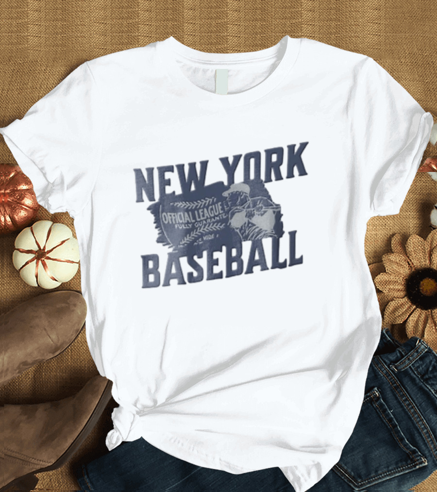 New York Baseball Official League Player Swinging Bat T-Shirt