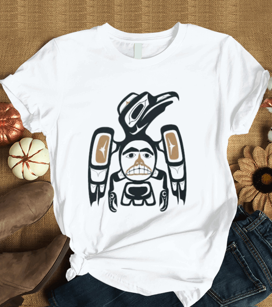 Jennifer Lawrence Turquoise Tribal Art Bird Totem T-Shirt