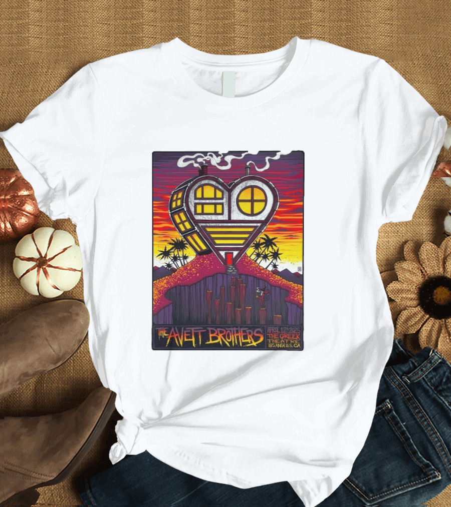 The Avett Brothers Heart Shaped House Greek Theater Los Angeles CA April 12 2025 T-Shirt