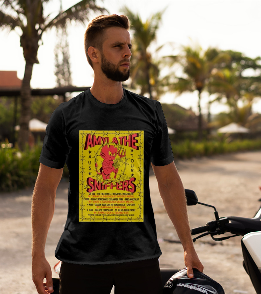 Amyl And The Sniffers Australian Tour 2024 Devil Brisbane Perth Sydney Punk Rock Band Dates T-Shirt