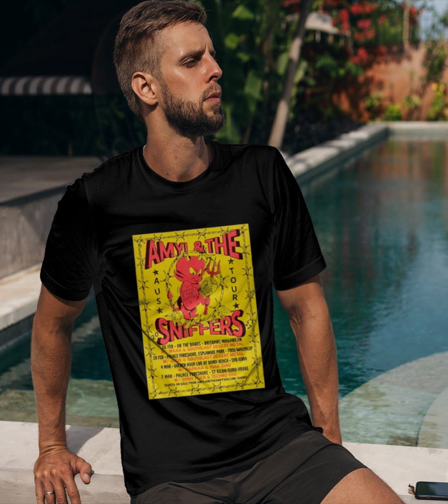 Amyl And The Sniffers Australian Tour 2024 Devil Brisbane Perth Sydney Punk Rock Band Dates T-Shirt