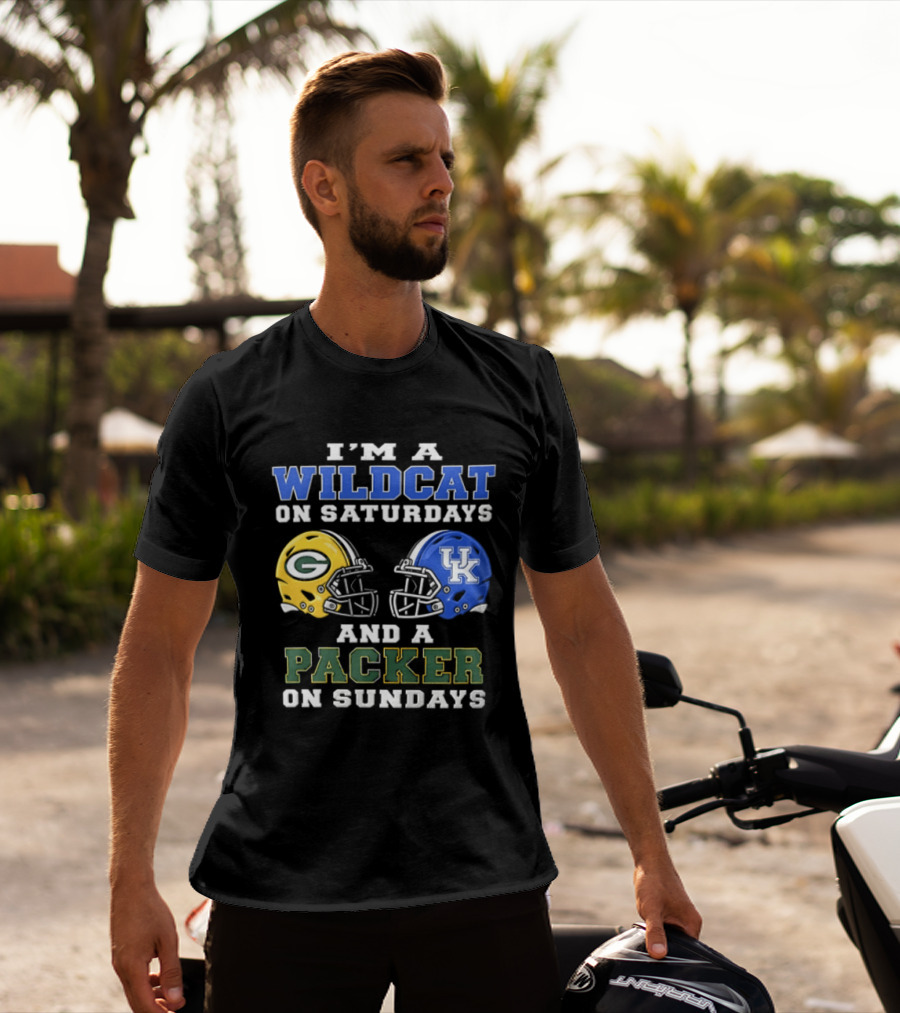 Wildcat Saturdays Packer Sundays Football Fans Kentucky Wisconsin T-Shirt