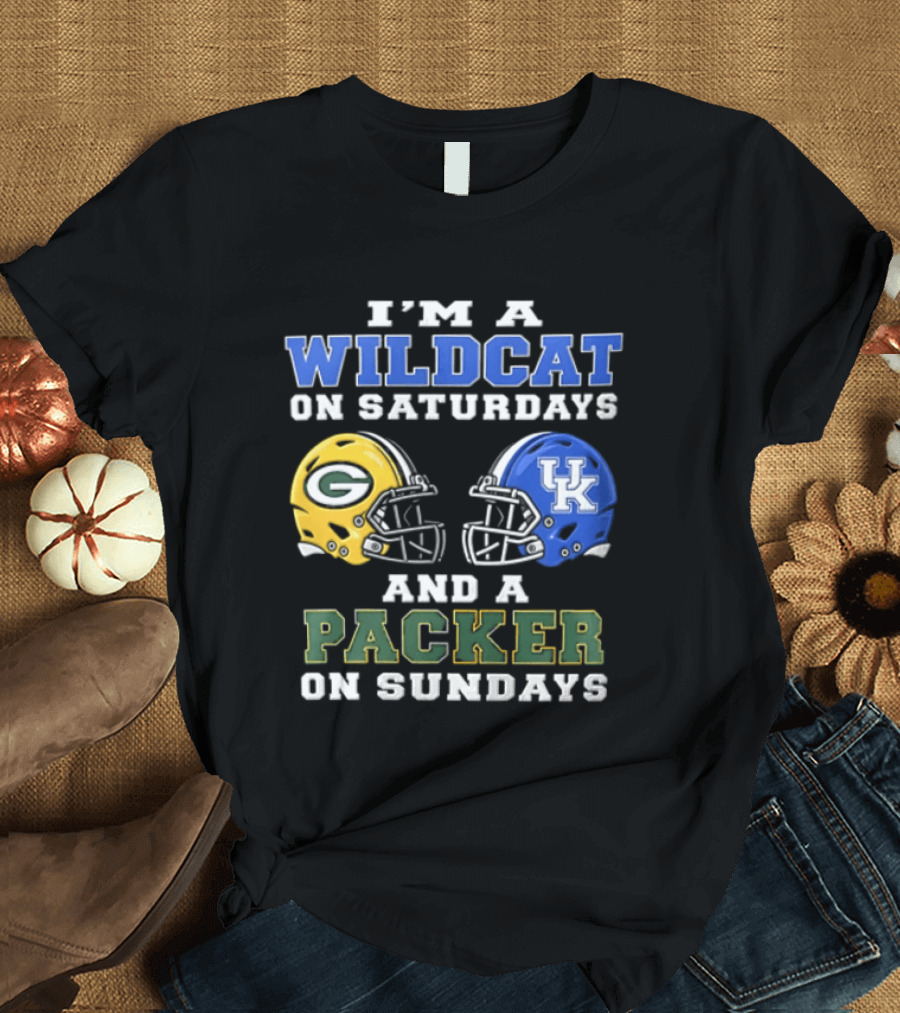 Wildcat Saturdays Packer Sundays Football Fans Kentucky Wisconsin T-Shirt