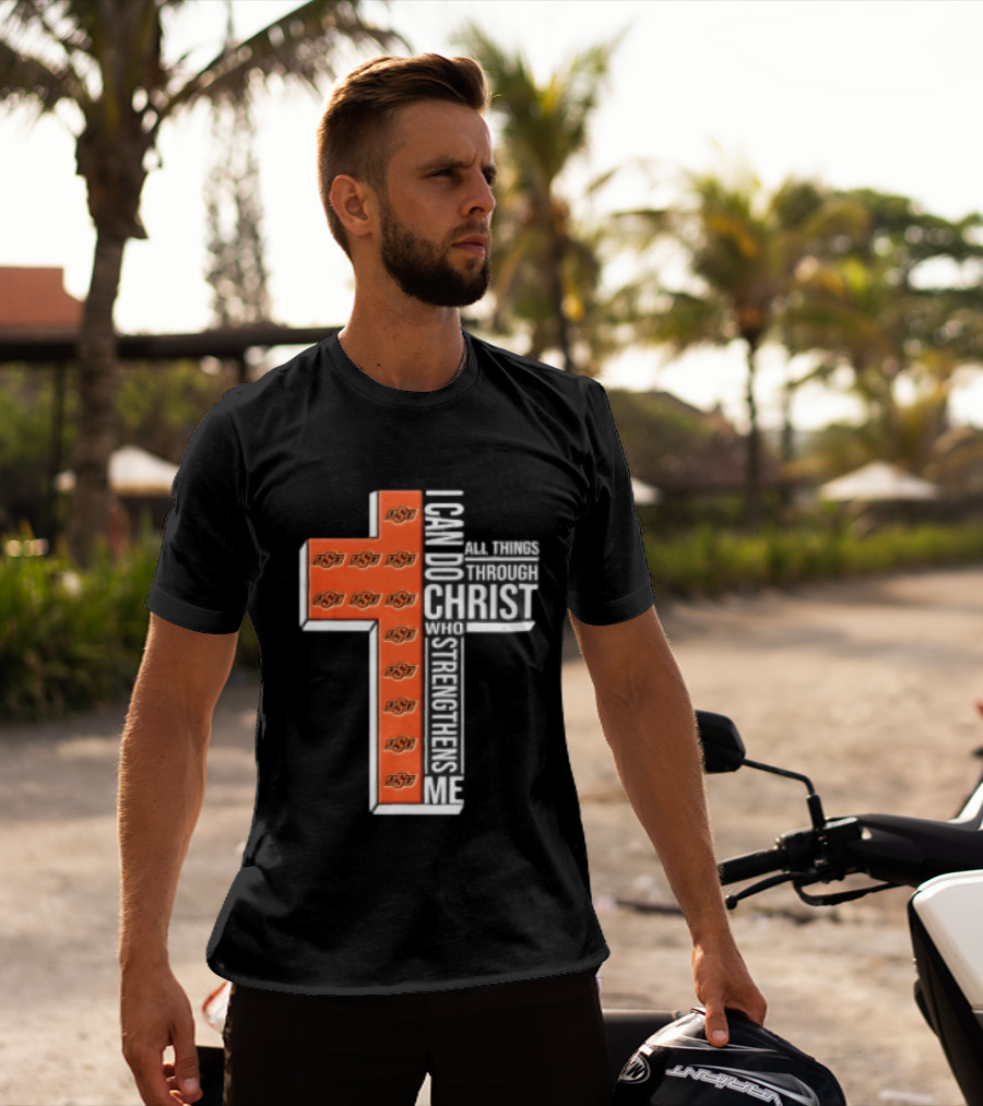 Oklahoma State Cowboys Cross I Can Do All Things Through Christ Who Strengthens Me T-Shirt