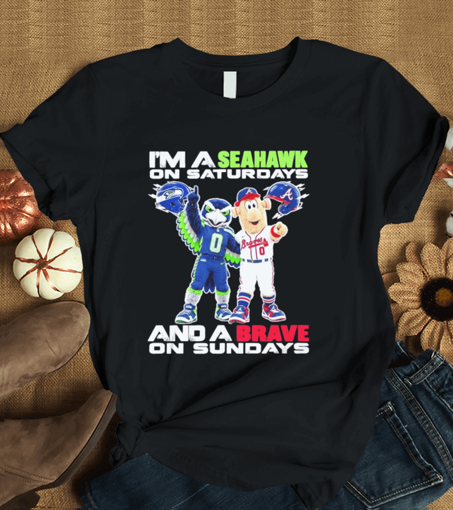 I'm A Seahawk On Saturdays And A Brave On Sundays T-Shirt