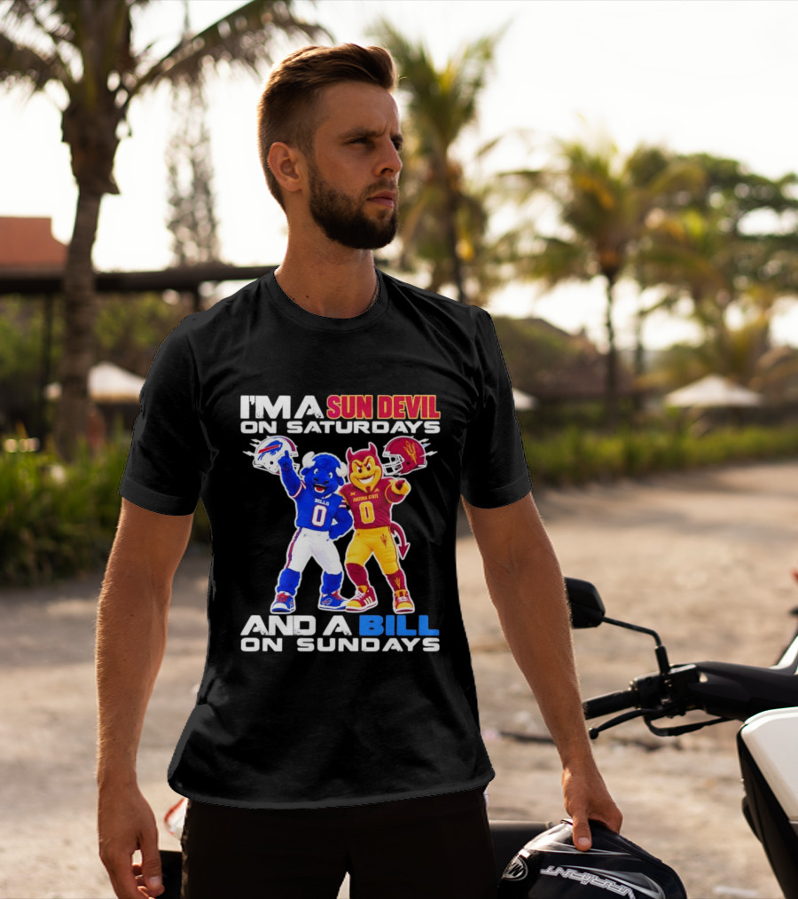 Arizona State Sun Devil Saturdays Buffalo Bills Sundays NFL College Football Fan T-Shirt