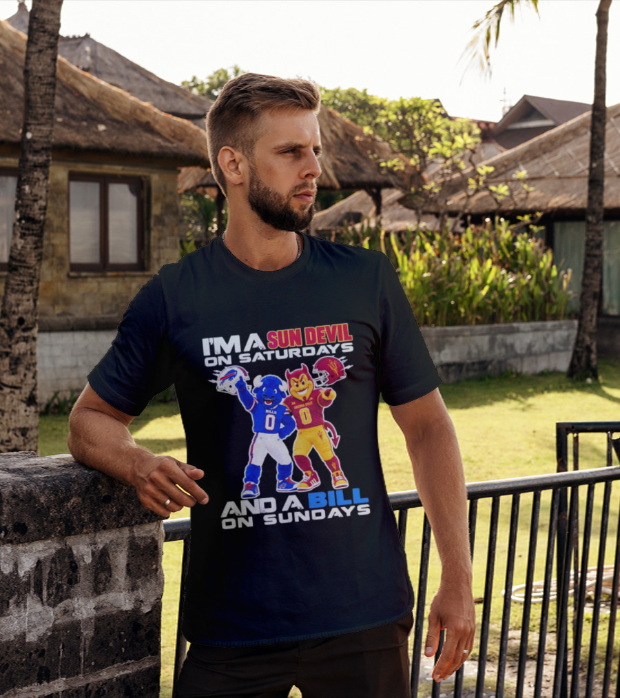 Arizona State Sun Devil Saturdays Buffalo Bills Sundays NFL College Football Fan T-Shirt