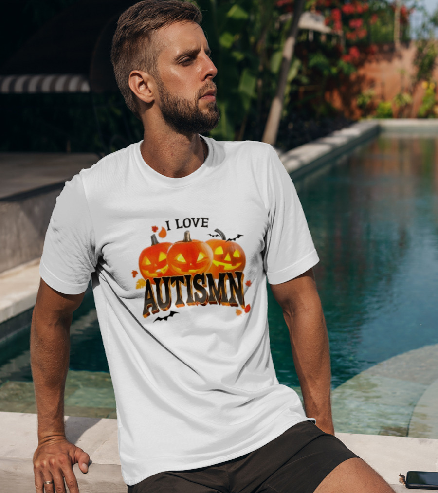 I Love Autismn Pumpkin Halloween Awareness T-Shirt