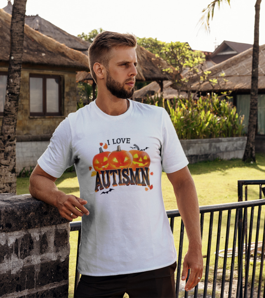 I Love Autismn Pumpkin Halloween Awareness T-Shirt