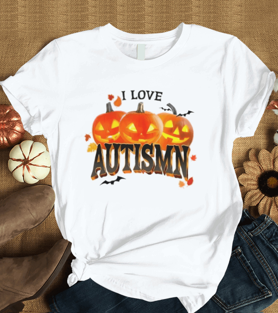 I Love Autismn Pumpkin Halloween Awareness T-Shirt