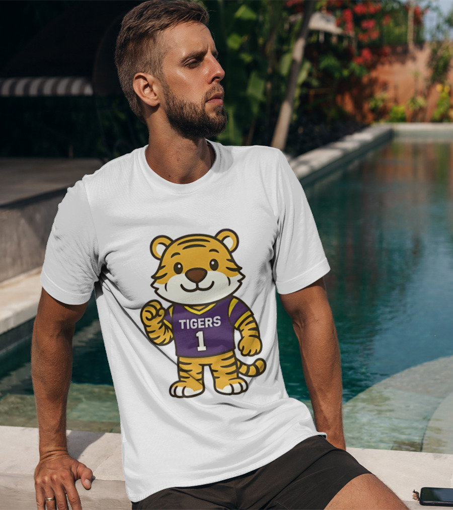 LSU Tigers Mike The Tiger Chibi Cartoon Louisiana Football Team T-Shirt