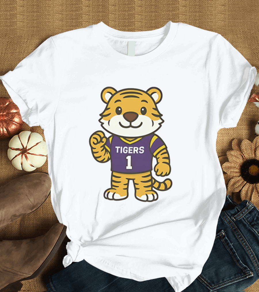 LSU Tigers Mike The Tiger Chibi Cartoon Louisiana Football Team T-Shirt