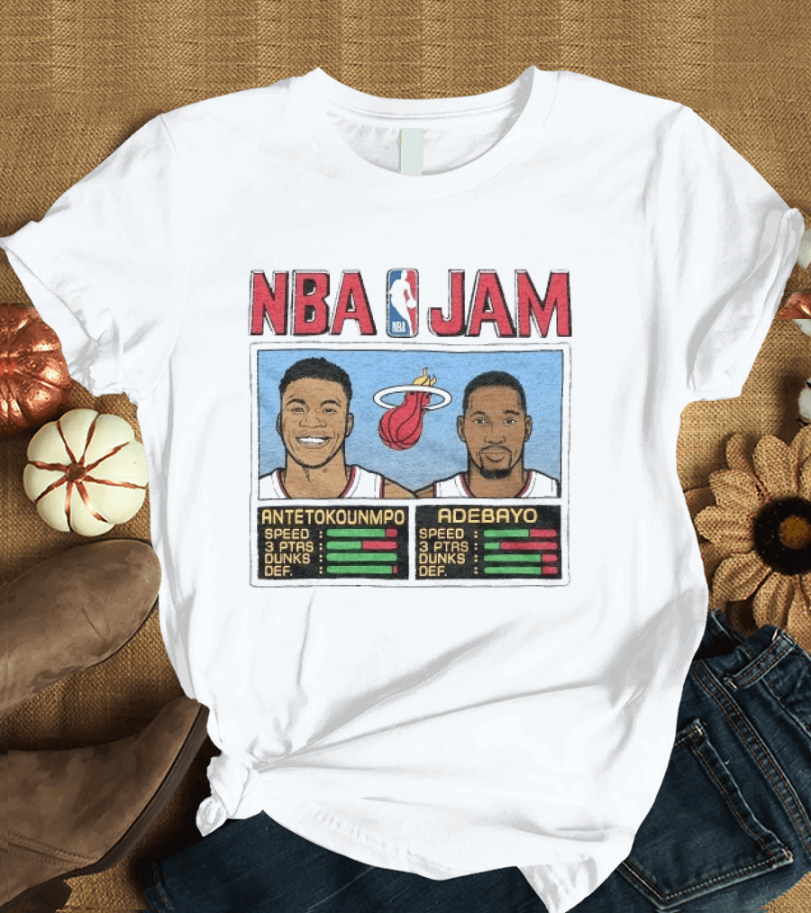NBA Jam Miami Heat Antetokounmpo Adebayo Speed Dunks DEF T-Shirt