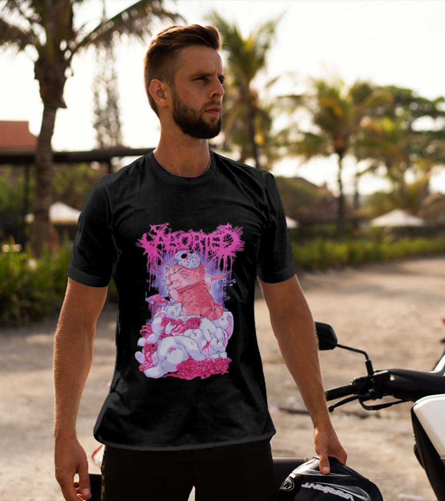 Aborted Murder Kitty Masked Plush With Axe Bunny Pile T-Shirt