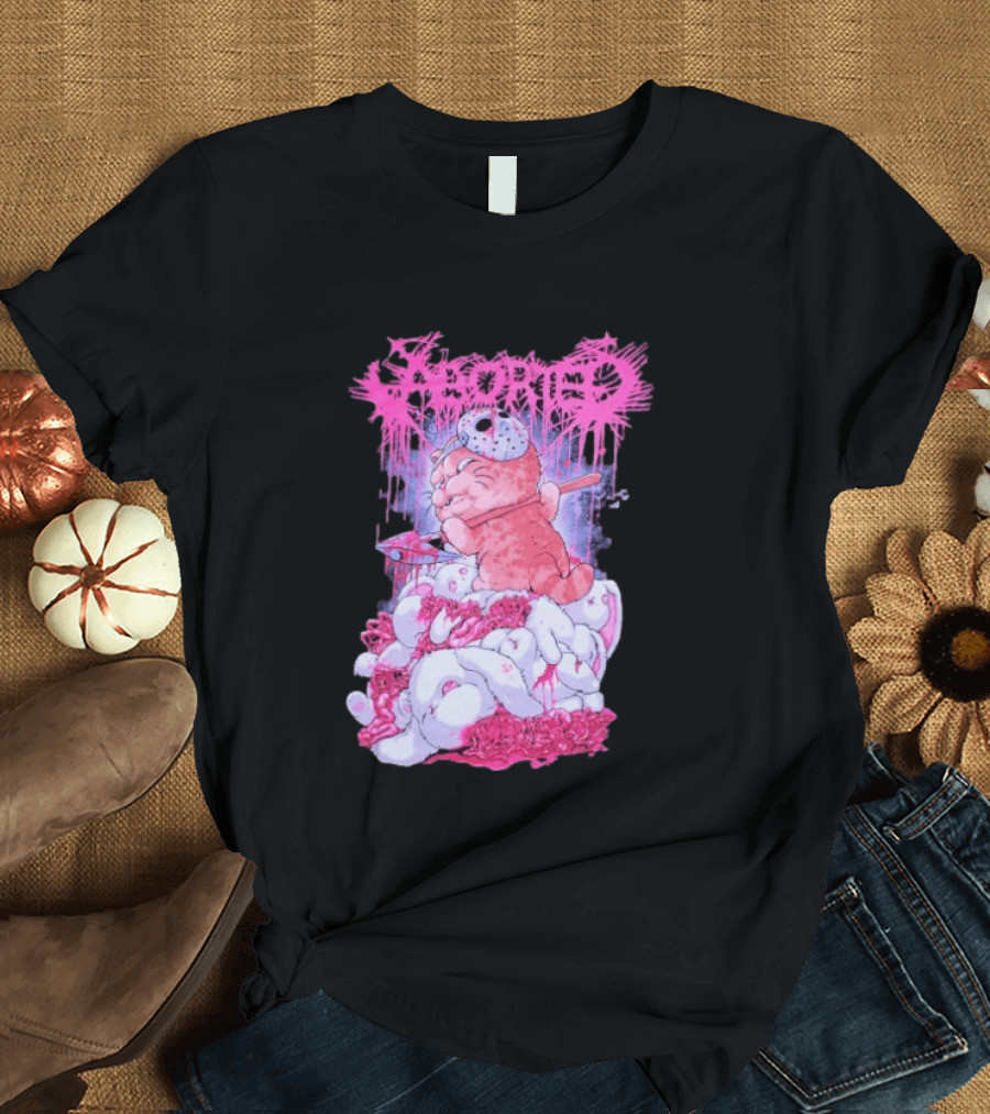 Aborted Murder Kitty Masked Plush With Axe Bunny Pile T-Shirt