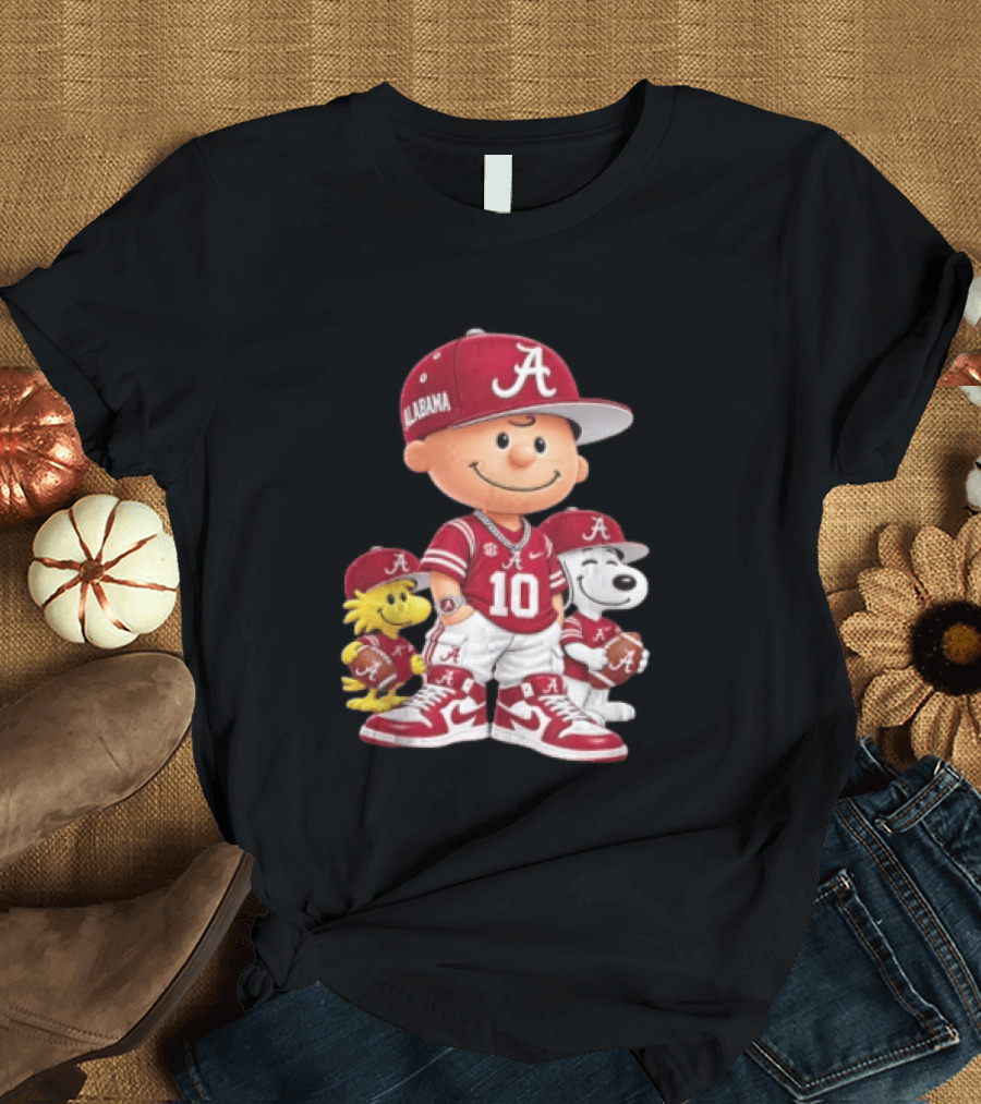 Alabama Crimson Tide Charlie Brown Snoopy Woodstock Football NCAA T-Shirt