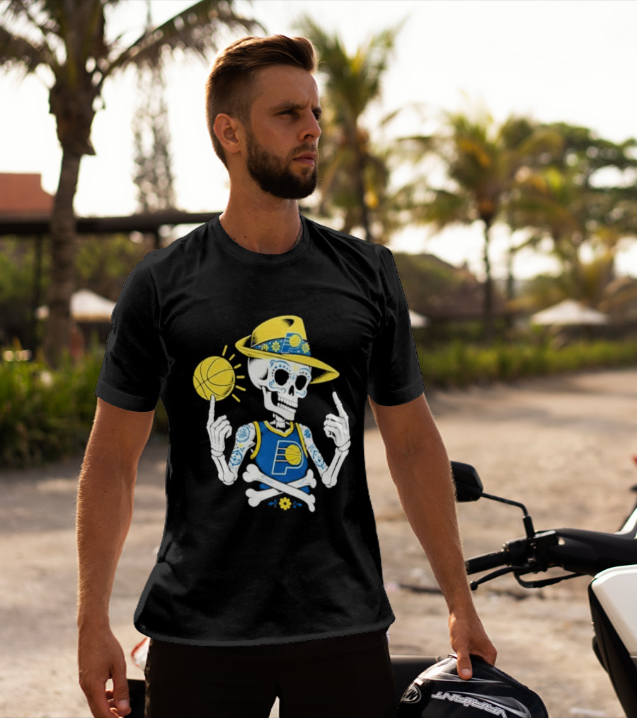 Indiana Pacers Mexico City CDMX Sugar Skull Skeleton Indy Game T-Shirt