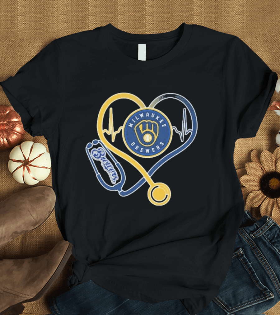 Milwaukee Brewers Nurse Stethoscope Heartbeat T-Shirt
