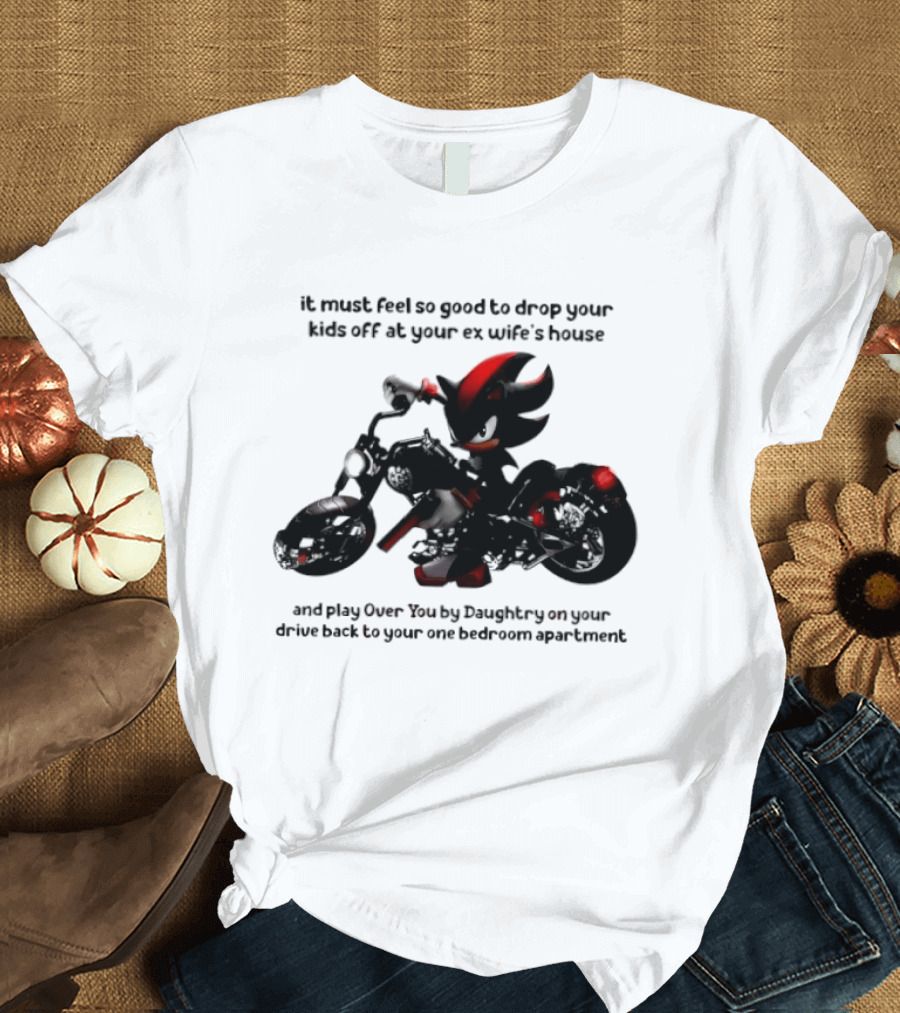 Shadow The Hedgehog Meme It Must Feel So Good To Drop Your Kids Off At Your Ex Wife's House And Play Over You By Daughtry T-Shirt