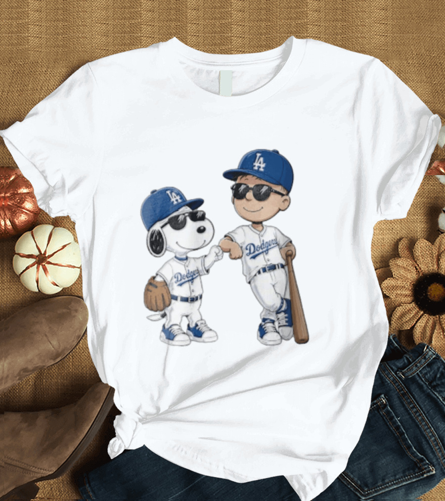 Los Angeles Dodgers Snoopy And Kid Baseball Team Spirit T-Shirt