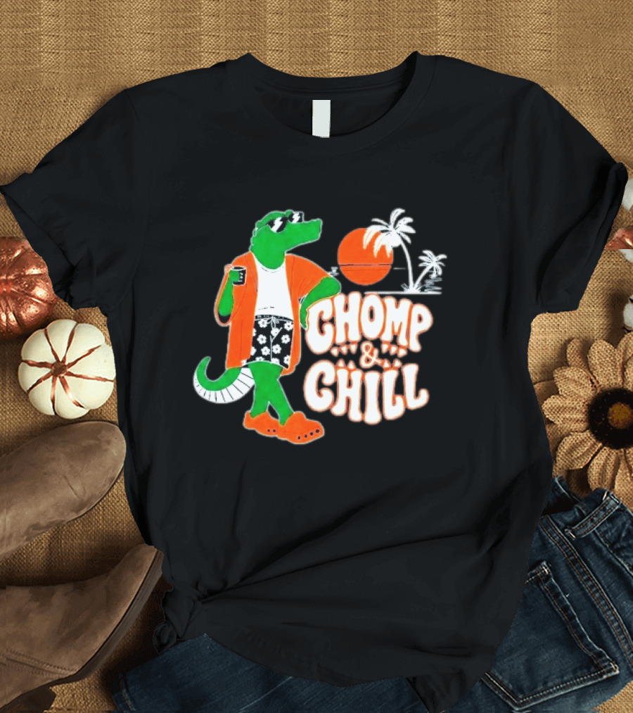 Florida Gators Chomp And Chill Retro Alligator Relaxation Scene T-Shirt