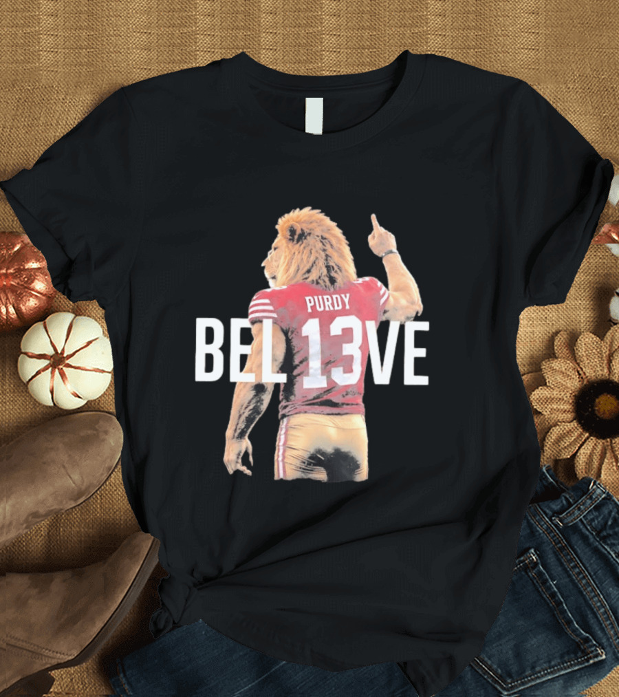 San Francisco 49ers Brock Purdy BEL13VE Lion T-Shirt
