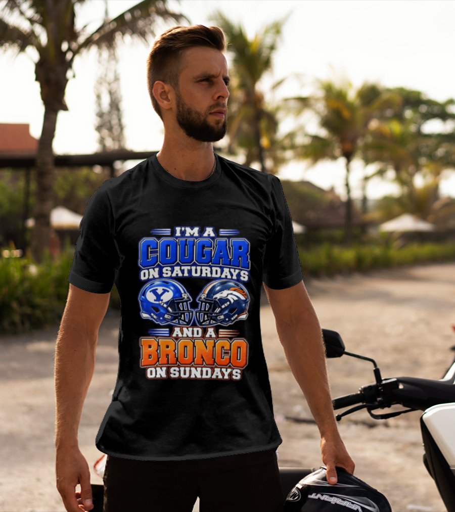 I'm A Cougar On Saturdays And A Bronco On Sundays Football Helmets T-Shirt