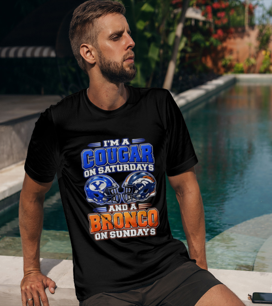 I'm A Cougar On Saturdays And A Bronco On Sundays Football Helmets T-Shirt