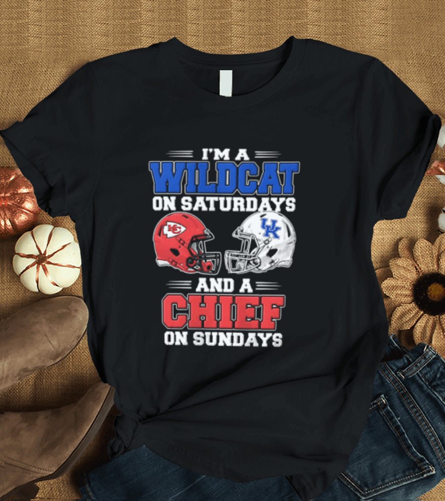 I'm A Wildcat On Saturdays UK And A Chief On Sundays KC Football Helmets T-Shirt