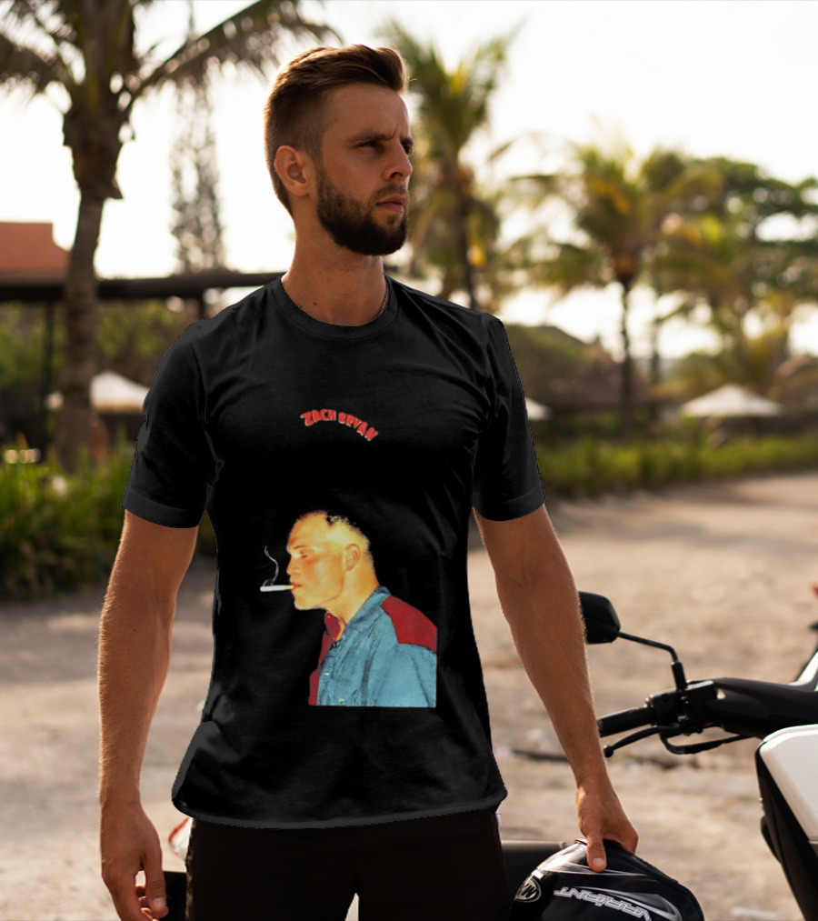 Zach Bryan Smoking Vintage Denim T-Shirt