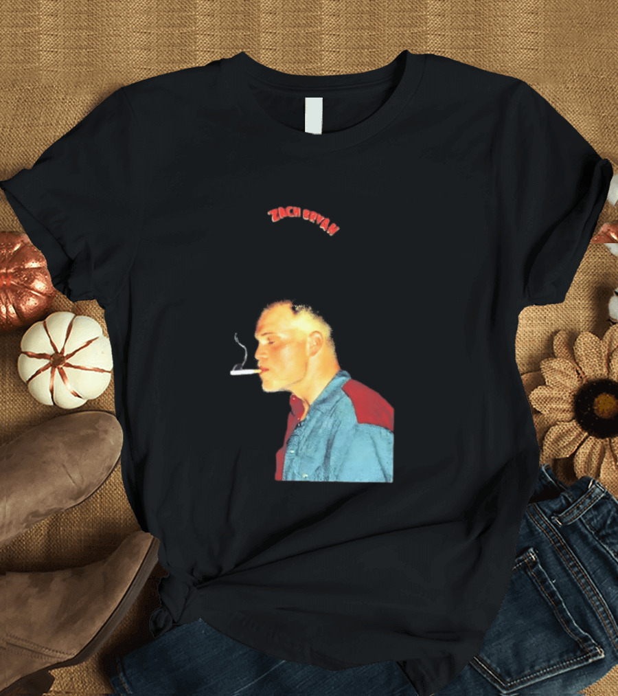 Zach Bryan Smoking Vintage Denim T-Shirt