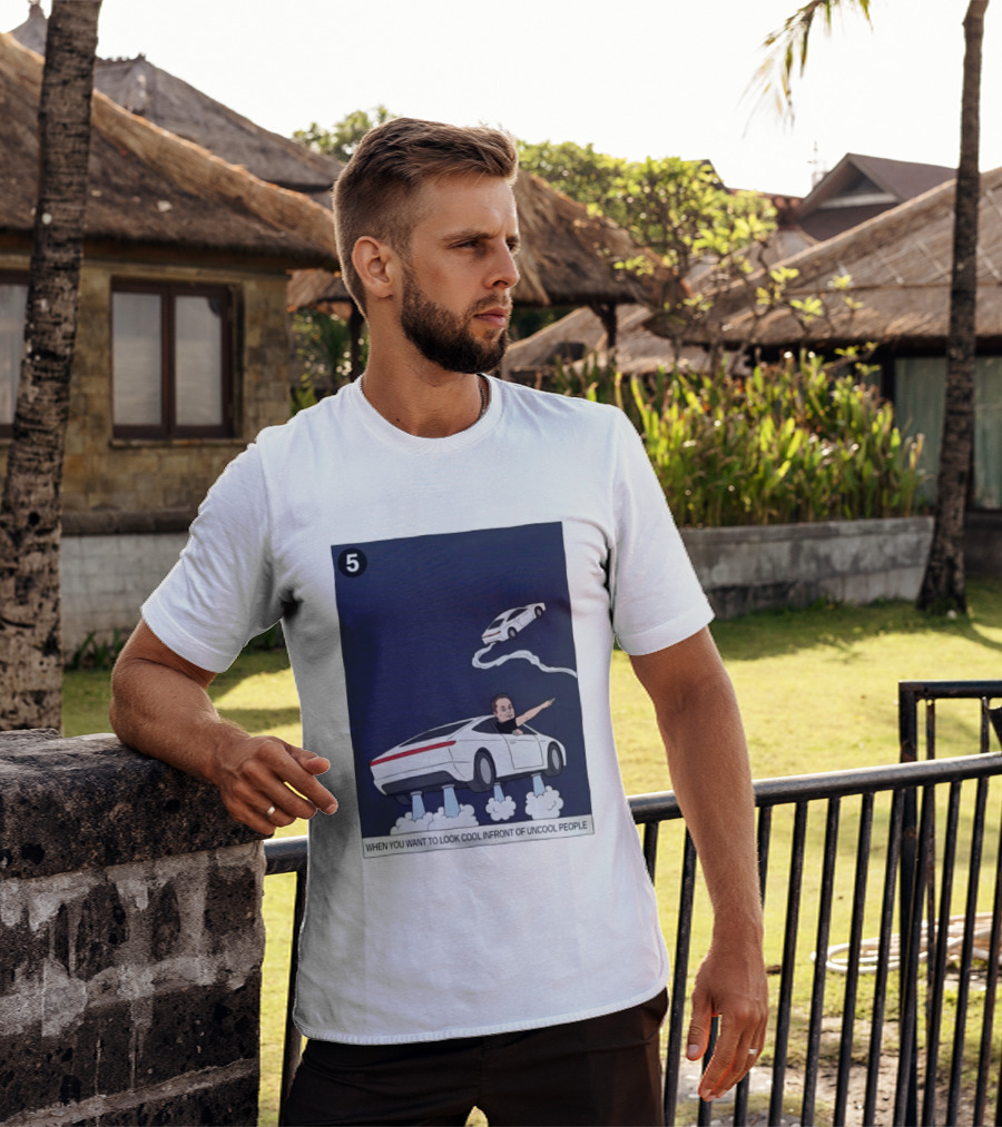 Elon Musk Car Flying Cool Factor In Front Of Uncool People T-Shirt