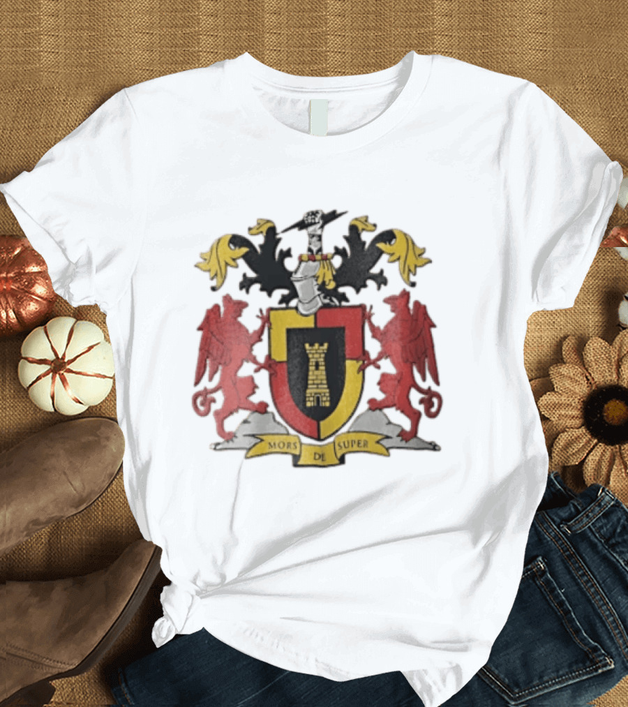 Mors De Super Medieval Coat Of Arms Crest With Tower And Lions T-Shirt