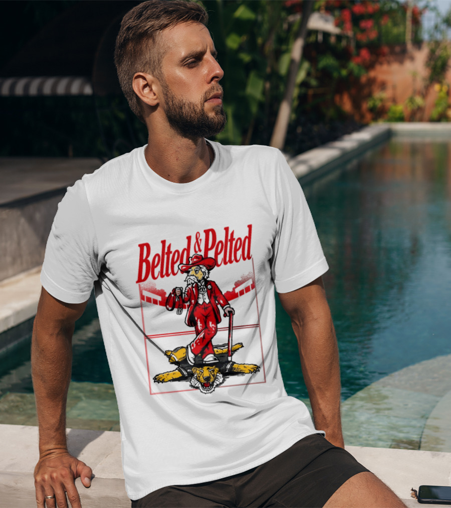 Ole Miss Rebels Belted And Pelted Mascot Stomping Missouri Tigers T-Shirt