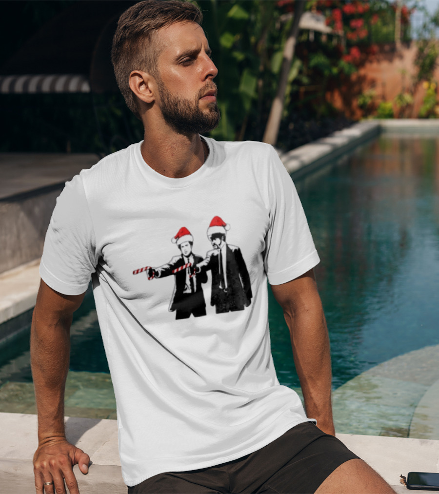 Xmas Christmas Candy Cane Santa Hats Pop Culture References T-Shirt