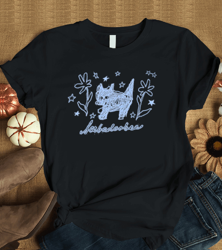 Beabadoobee Scribble Cat Doodle Stars Flowers T-Shirt
