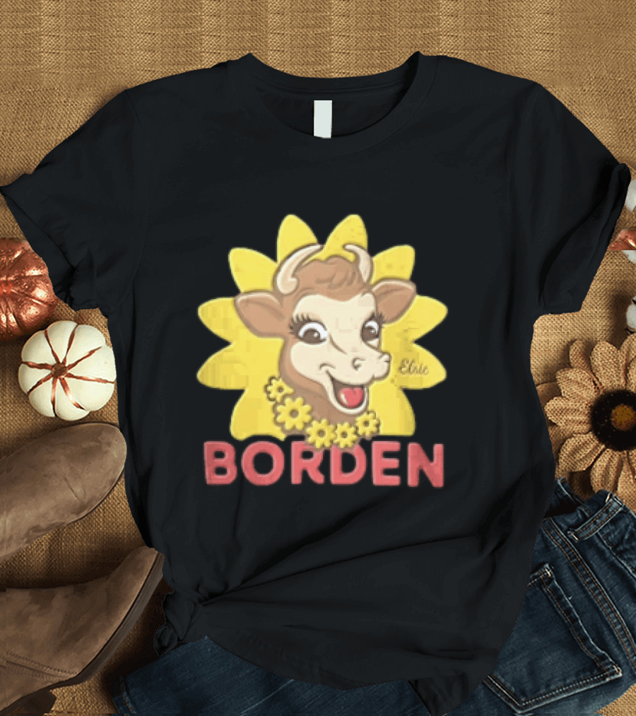 Borden Dairy Elsie The Cow With Sunflower T-Shirt