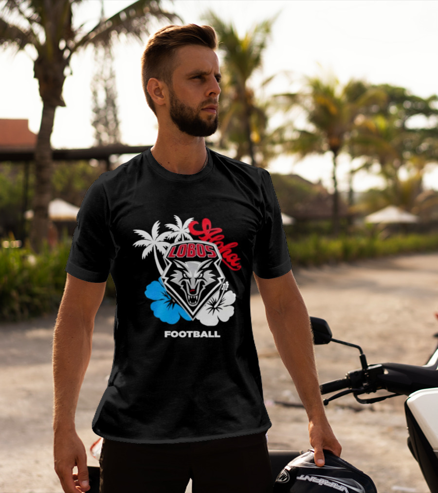 Lobos Football Aloha Spirit With Palms And Hibiscus T-Shirt