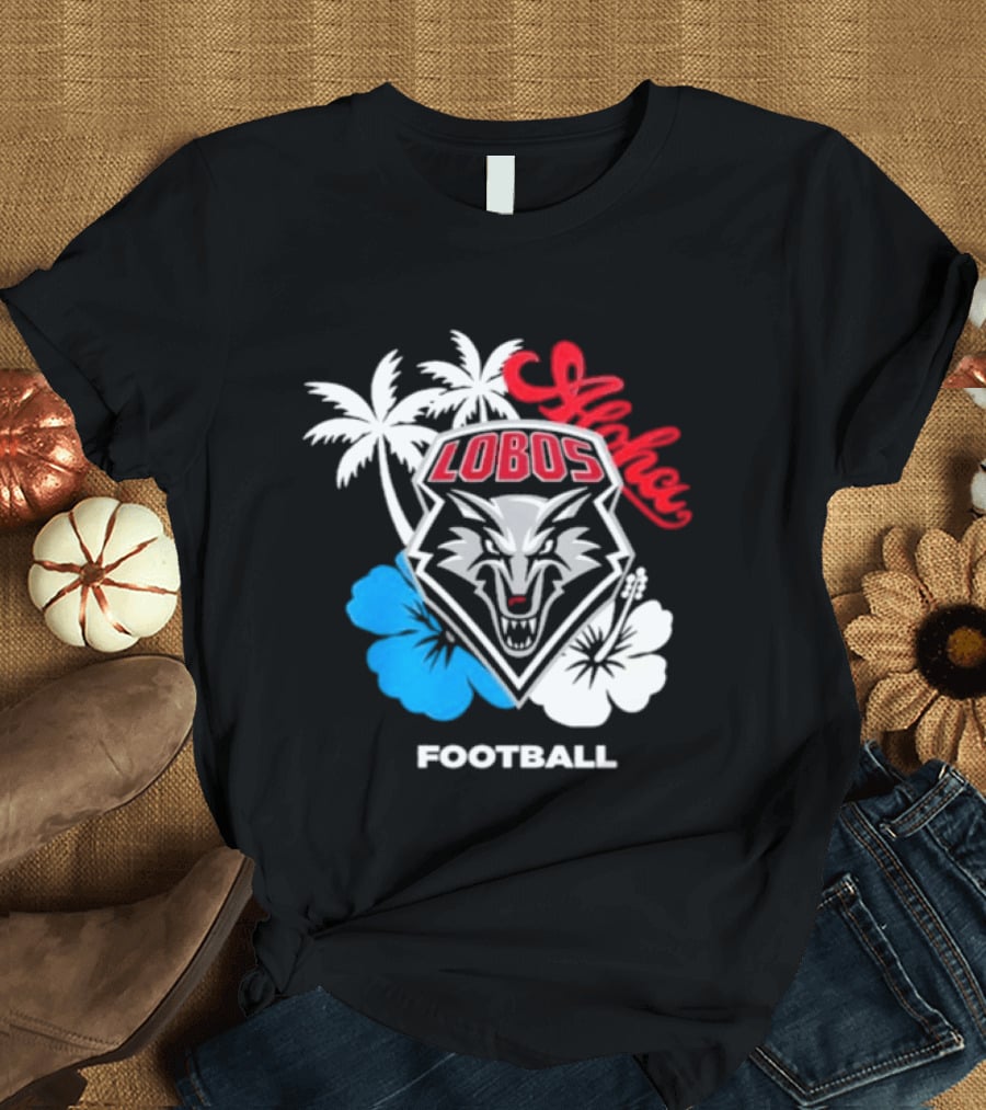 Lobos Football Aloha Spirit With Palms And Hibiscus T-Shirt