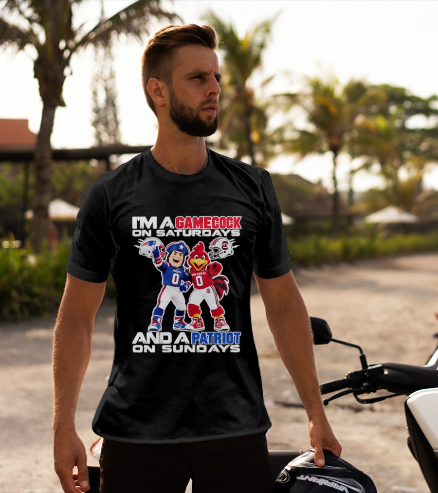 I'm A Gamecock On Saturdays And A Patriot On Sundays South Carolina Football Fan Mascots T-Shirt