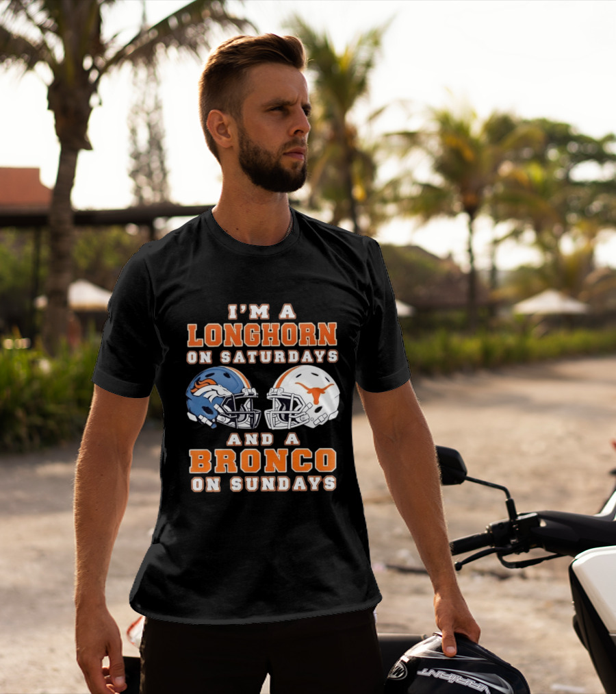 Longhorn On Saturdays Bronco On Sundays Football Helmets T-Shirt