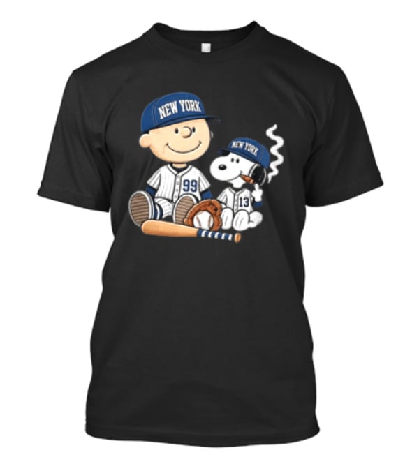 New York Yankees Charlie Brown Snoopy Baseball Uniforms Cigar T-Shirt