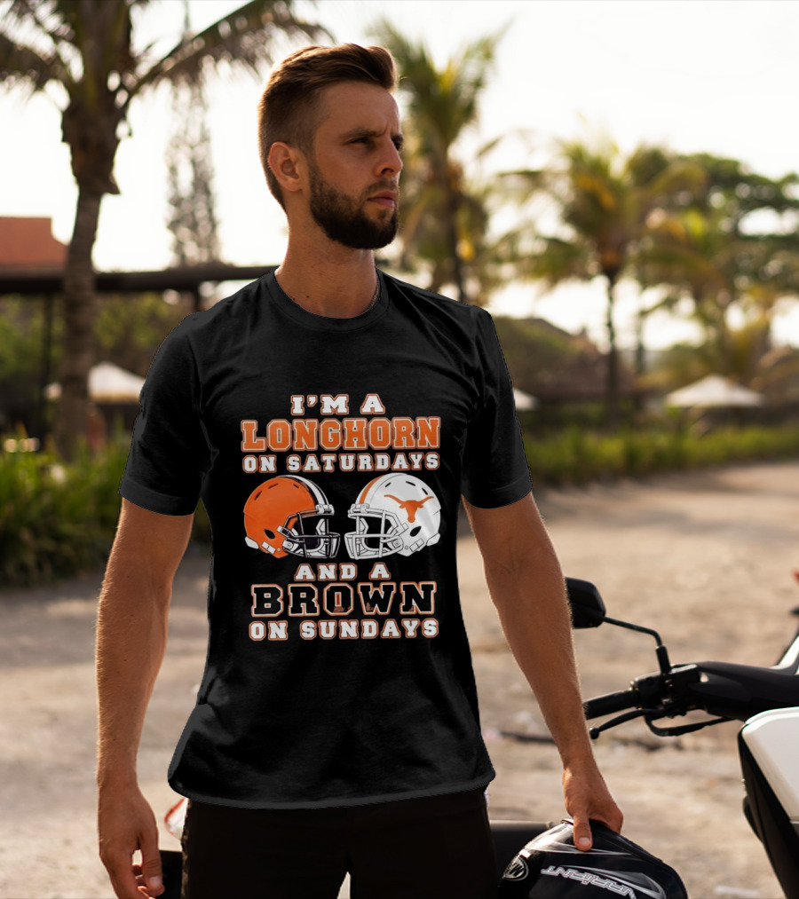 I'm A Longhorn On Saturdays And A Brown On Sundays Football Helmets T-Shirt