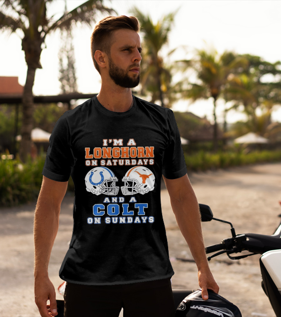 I'm A Longhorn On Saturdays Colts On Sundays Football Helmets T-Shirt