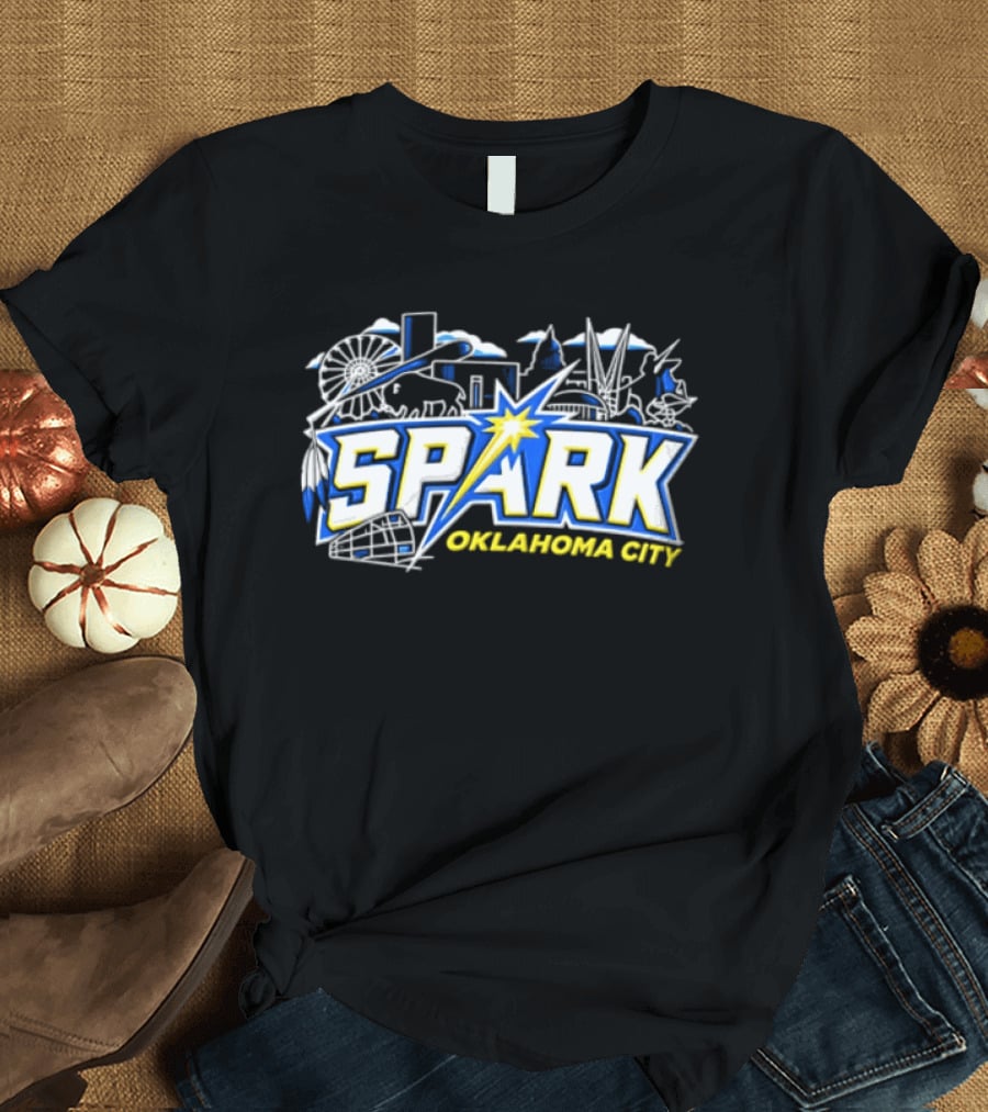 Oklahoma City Spark Softball Team Skyline Landmark Highlights T-Shirt