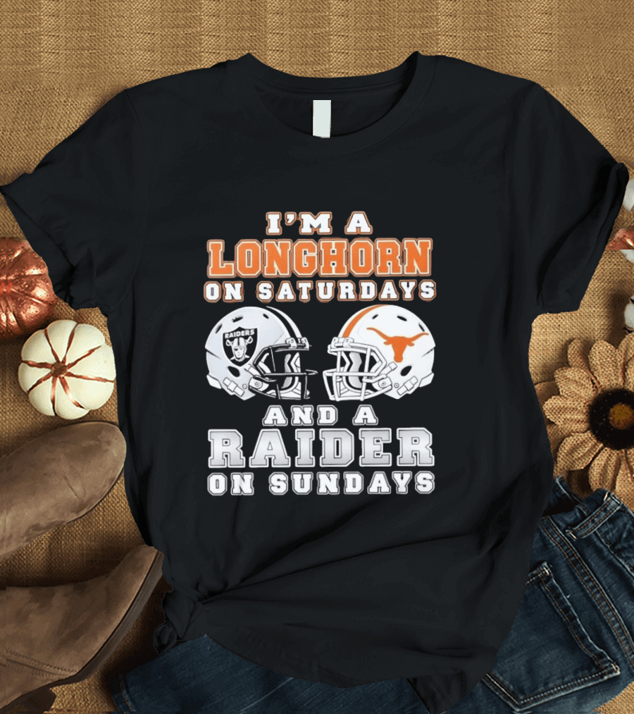 Longhorn On Saturdays Raider On Sundays Football Helmets T-Shirt