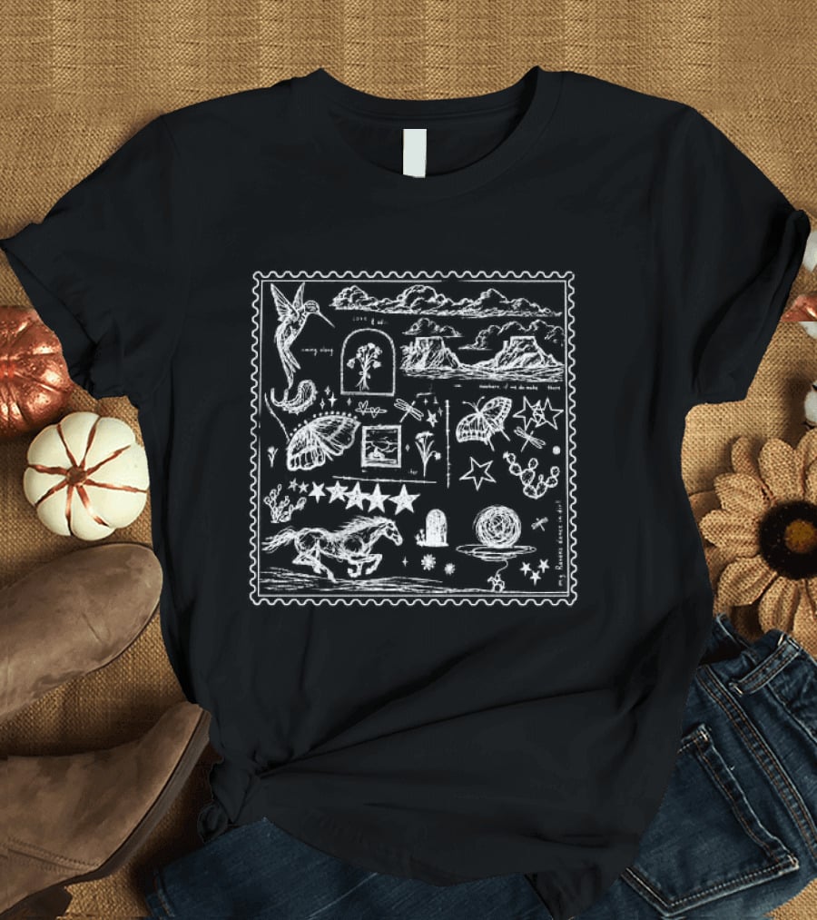 Original Avery Anna Blood Runs Thicker Tour 2026 Love And Adventure Butterfly Horse Stars Scenic Border T-Shirt