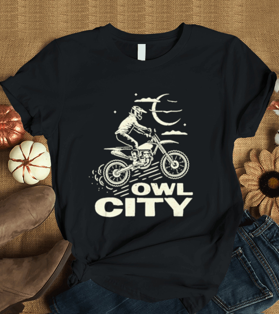 Owl City Motorcycle Rider Moon Adventure T-Shirt