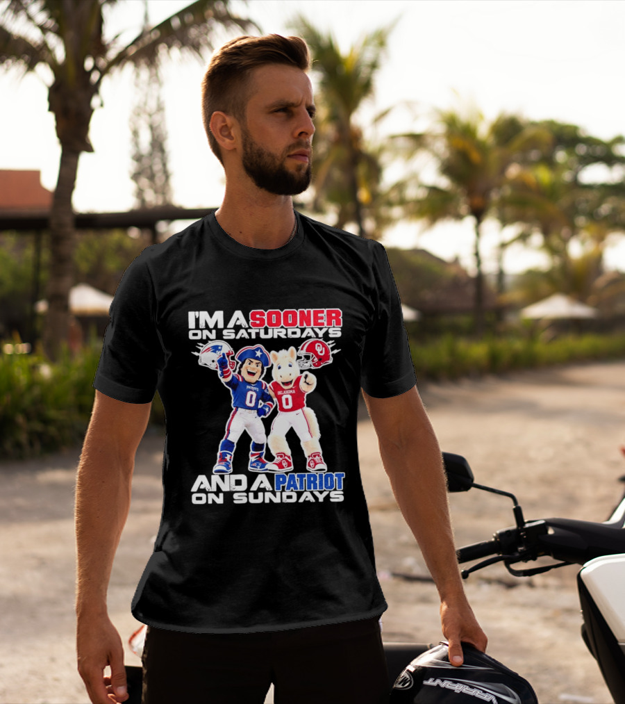 I'm A Sooner On Saturdays And A Patriot On Sundays Oklahoma Patriots Football Mascots T-Shirt